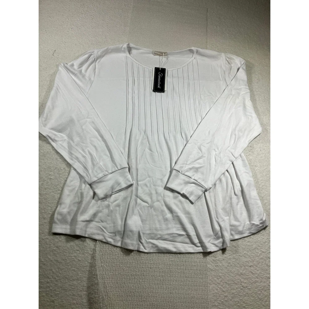 Fantaslook HXH139 Womens White Blouse Size 2XL NWT Original Package